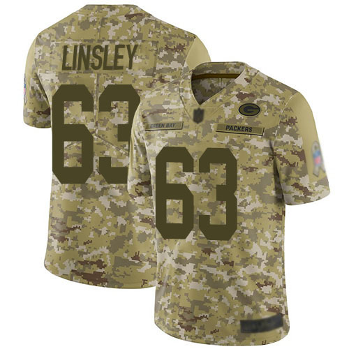Green Bay Packers Limited Camo Men #63 Linsley Corey Jersey Nike NFL 2018 Salute to Service
